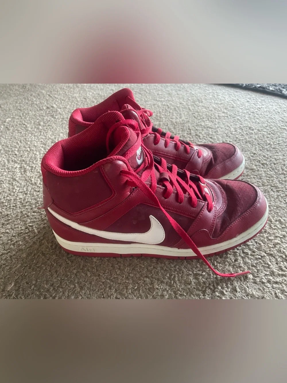 Men’s Nike high top sneakers size 11 red white